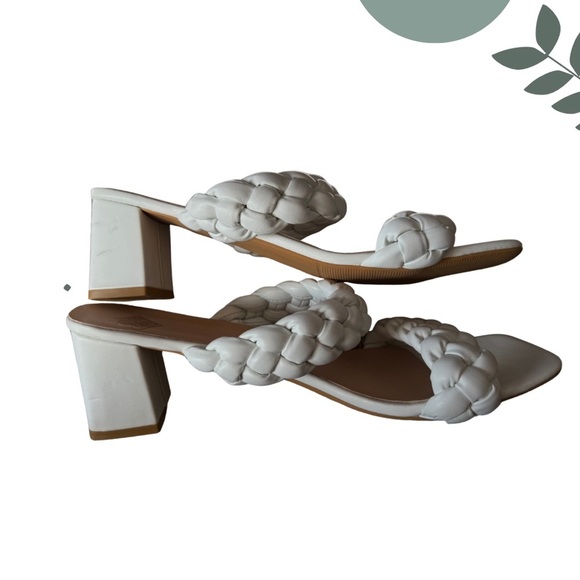 🛍️3/$40 White Braided Block Heel Sandals – Size 43 (Fits 10.5/11 Women’s) - Picture 3 of 7